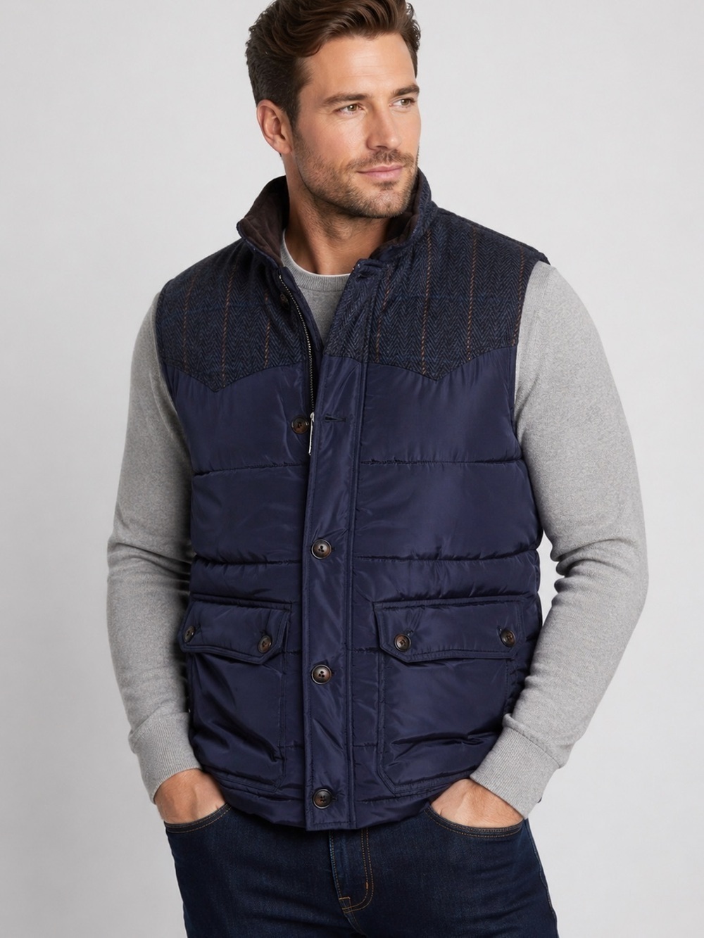 Ted Baker London Quilted Puffer Vest Gilet Men’s Large Navy Blue